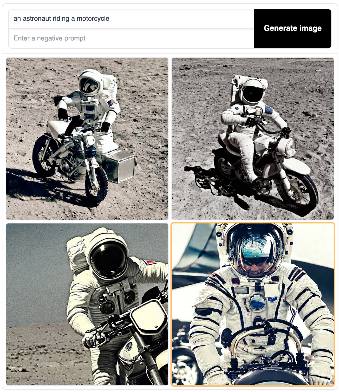 an astronaut riding a motorcycle