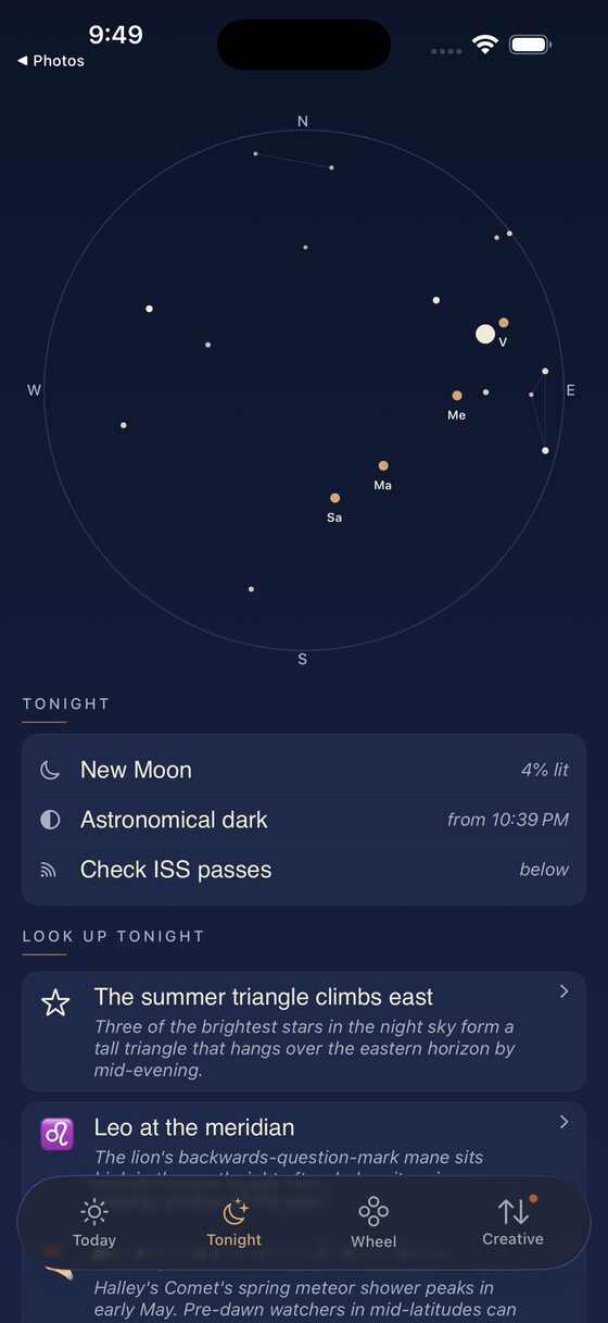 Fourshadow — tonight's sky